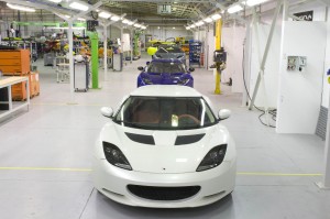 Press shot of the Evora production line